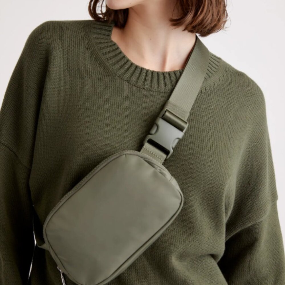 Quince Revive Nylon Belt Bag – Olive Green Crossbody / Fanny Pack
